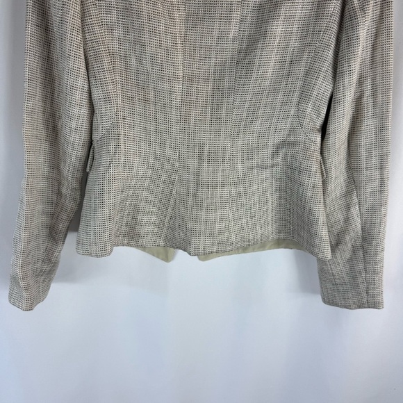 Armani Collezioni Womens 6 Tweed Linen Blend Blazer Cream Black Classic,Career - Picture 13 of 14